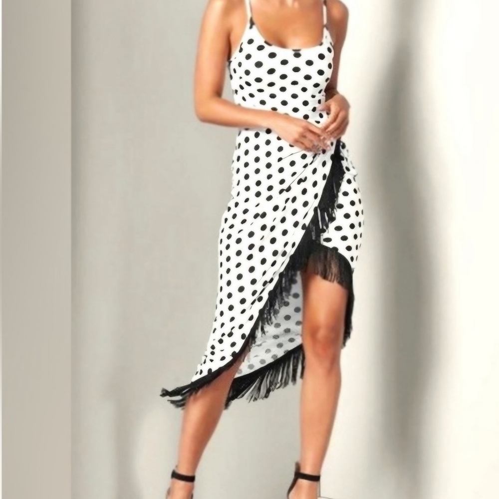 Polka Dot Fringe Hem Dress